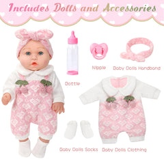 ZNTWEI pink cherry pattern doll clothes and accessories for imaginative nurturing.