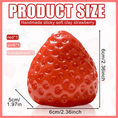 Zoacrn big strawberry squishies closeup highlighting soft texture and elastic squeeze.