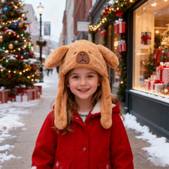 ZONESTA Capybara Hat front view with fluffy ears, cozy warmth for autumn and winter.
