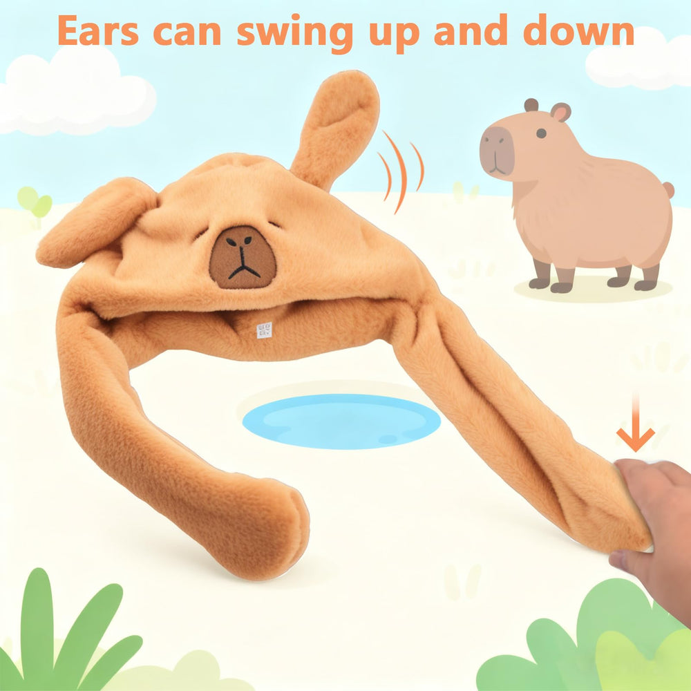 ZONESTA Capybara Hat on child, soft plush comfort for cold days.