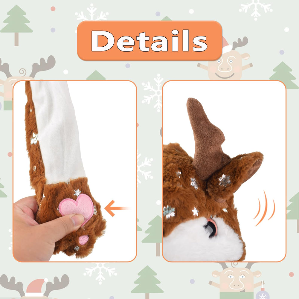 ZONESTA Plush Deer Jumping Ear Hat ears-swing shows interactive fun during gatherings.