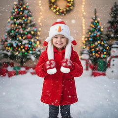 ZONESTA Snowman Jumping Ear Hat front view with soft plush material for festive wear