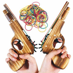 zonzxcv wooden rubber band gun two-pack with natural wood grain for backyard practice