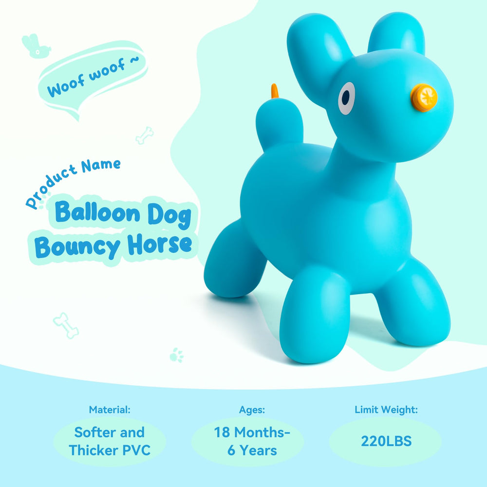 ZOOJOY balloon-dog-blue-hopper side view promotes balance and motor skills.