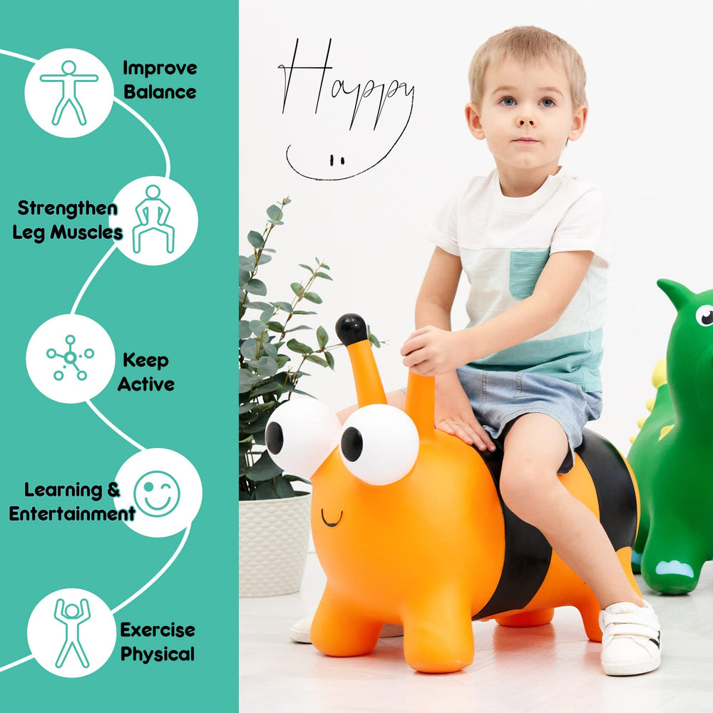 ZOOJOY Bee Bouncy Hopper handles close-up for easy grip by little hands