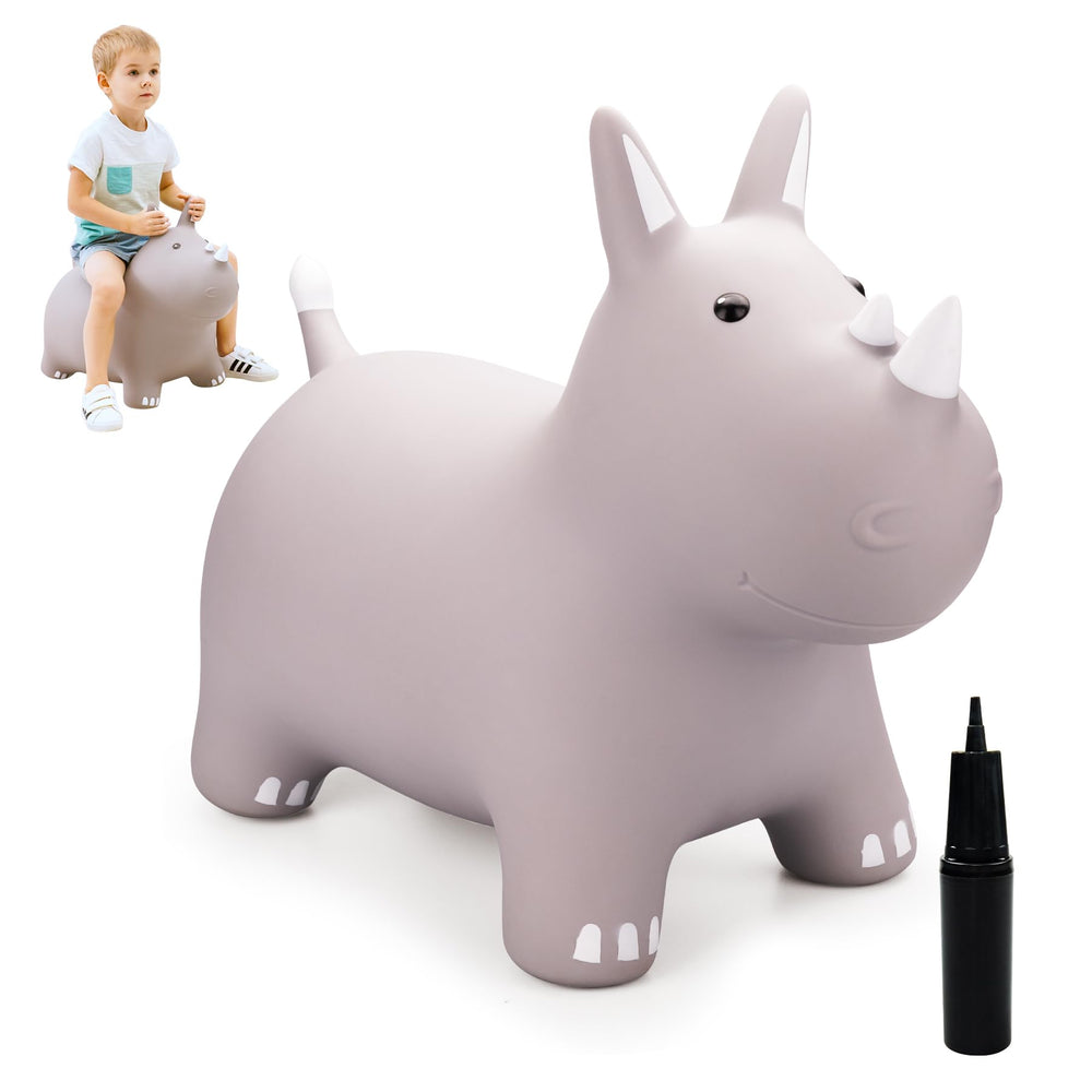 ZOOJOY bouncy horse hopper grey front view, inviting active play indoors