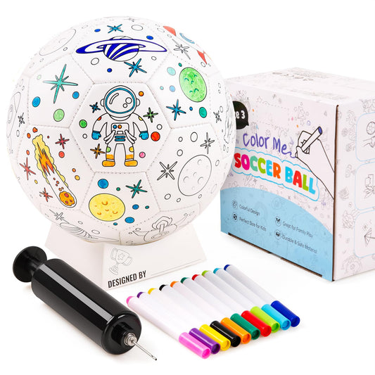 ZOOJOY Color Your Own Soccer Ball with astronaut outline for creative play