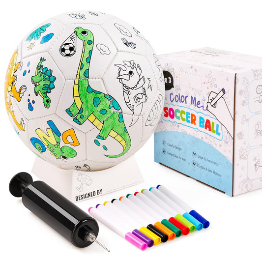 ZOOJOY color your own dinosaur-outline soccer ball boosts creativity for kids