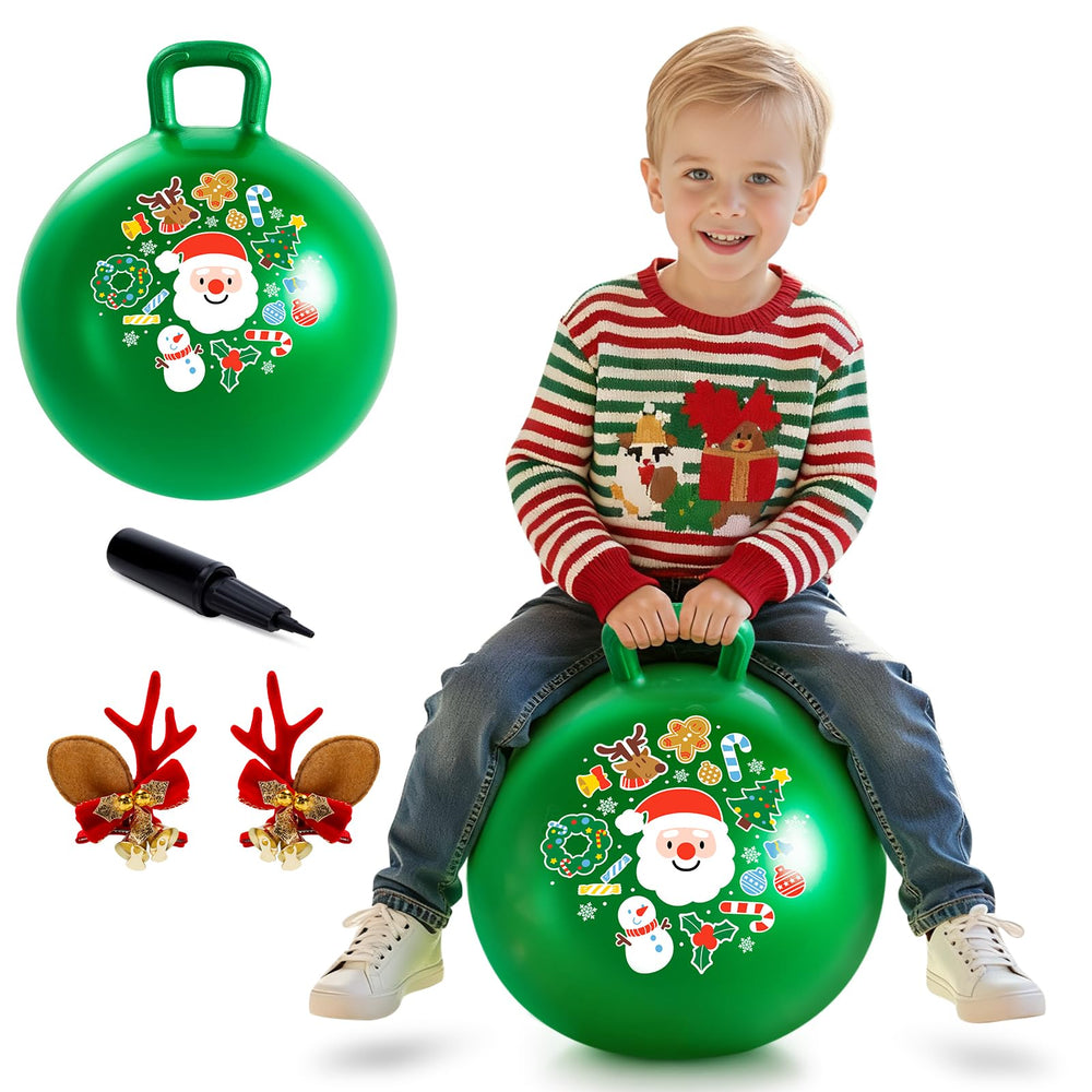 ZOOJOY green 18-inch hopper ball for indoor or outdoor play and balance practice.