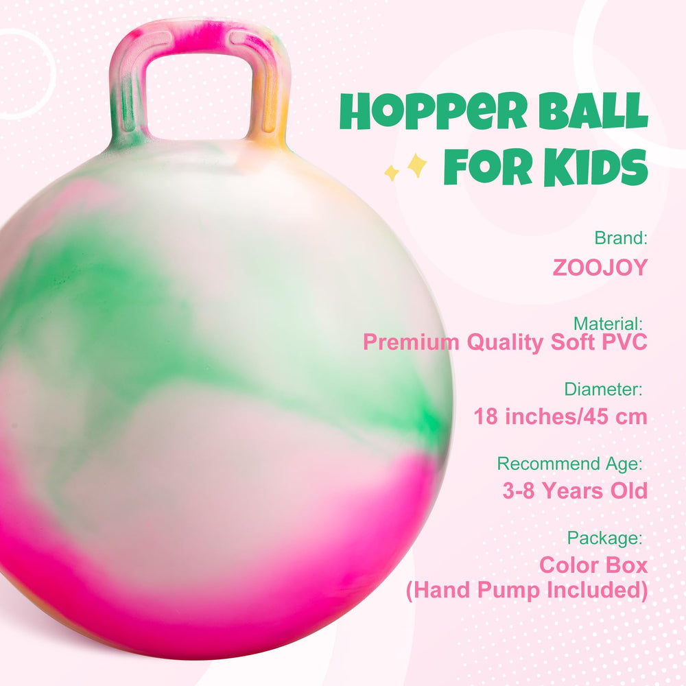 ZOOJOY Hopper Ball with textured grip handle—secure bounce during active play.