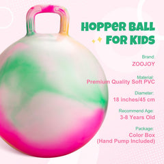ZOOJOY Hopper Ball with textured grip handle—secure bounce during active play.
