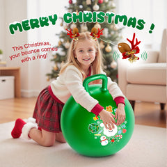 ZOOJOY green hopper ball with reindeer antlers jingling during hops.