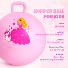 ZOOJOY hopper ball handle close-up shows textured grip for secure bouncing.