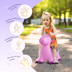 ZOOJOY Unicorn Bouncy Hopper handles close-up, easy grip for toddlers