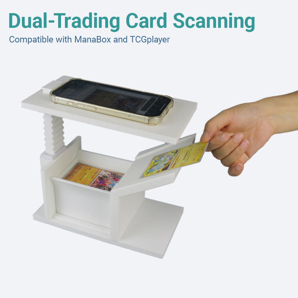 Sleeved and unsleeved compatibility supports rapid multi-game cataloging.