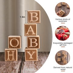 ZouYee Oh Baby wooden blocks beside a cake for dessert-table photos.