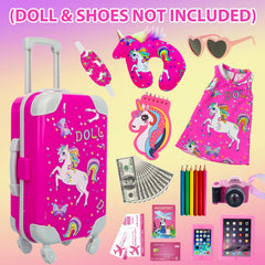 ZQDOLL American 18-inch doll travel suitcase inside keeps accessories neatly packed.