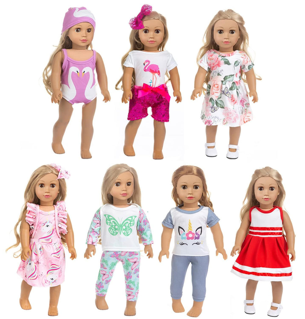 ZQDOLL seven outfits package front view for 18-inch dolls, ready for imaginative play