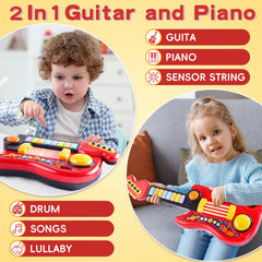 Zsinb Kids Guitar-Piano 2-in-1 crystal-column light close-up boosts sensory engagement.