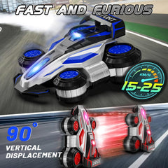 ZSYMIMRC high-speed drift car top view highlights transformable tires for versatile stunts.