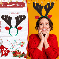 Zubebe brown antlers headband with red ears adds playful flair.