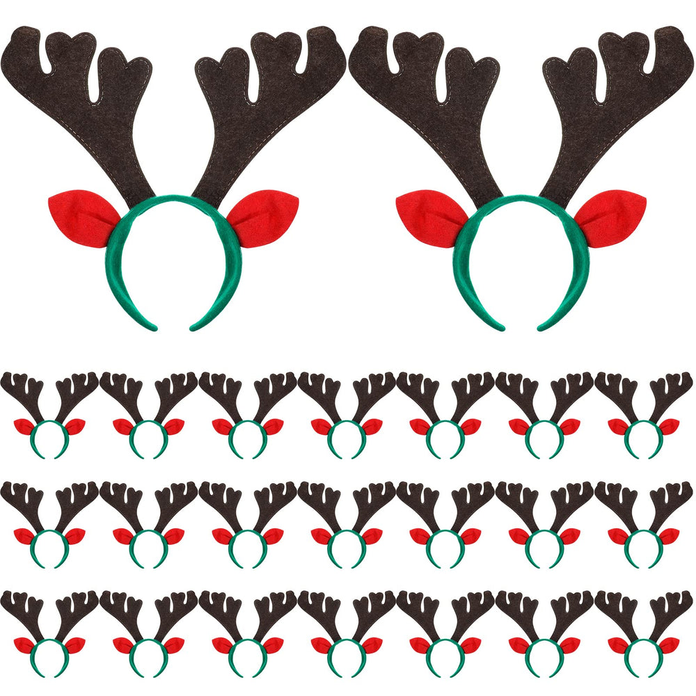 Zubebe 24-pack Christmas reindeer antlers headbands for festive group photos.