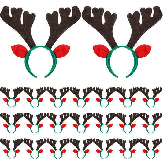 Zubebe 24-pack Christmas reindeer antlers headbands for festive group photos.