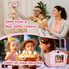 ZUODUN Kids Camera selfie frame mode captures playful group moments.