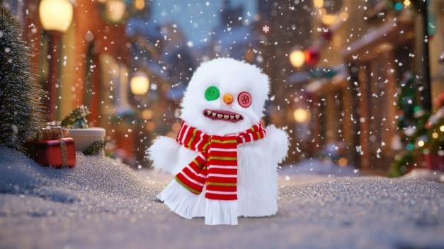 ZURU Fuggler Festive Gingerbread-Man close-up with bow tie and goofy grin.