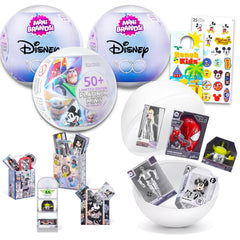 ZURU Mini Brands Disney 100 mystery ball pack with tiny toys, ideal party favors.