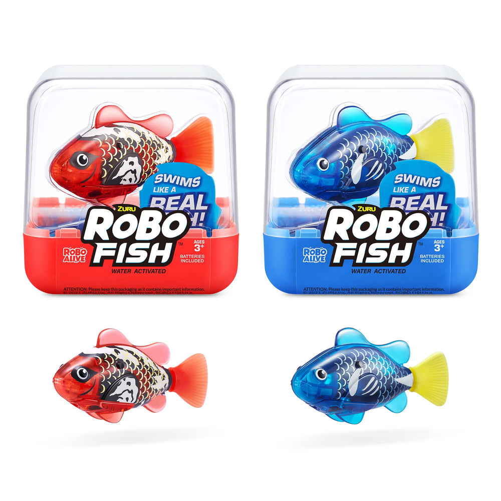 Robo Alive Robo Fish blue and red in water showing activation and movement