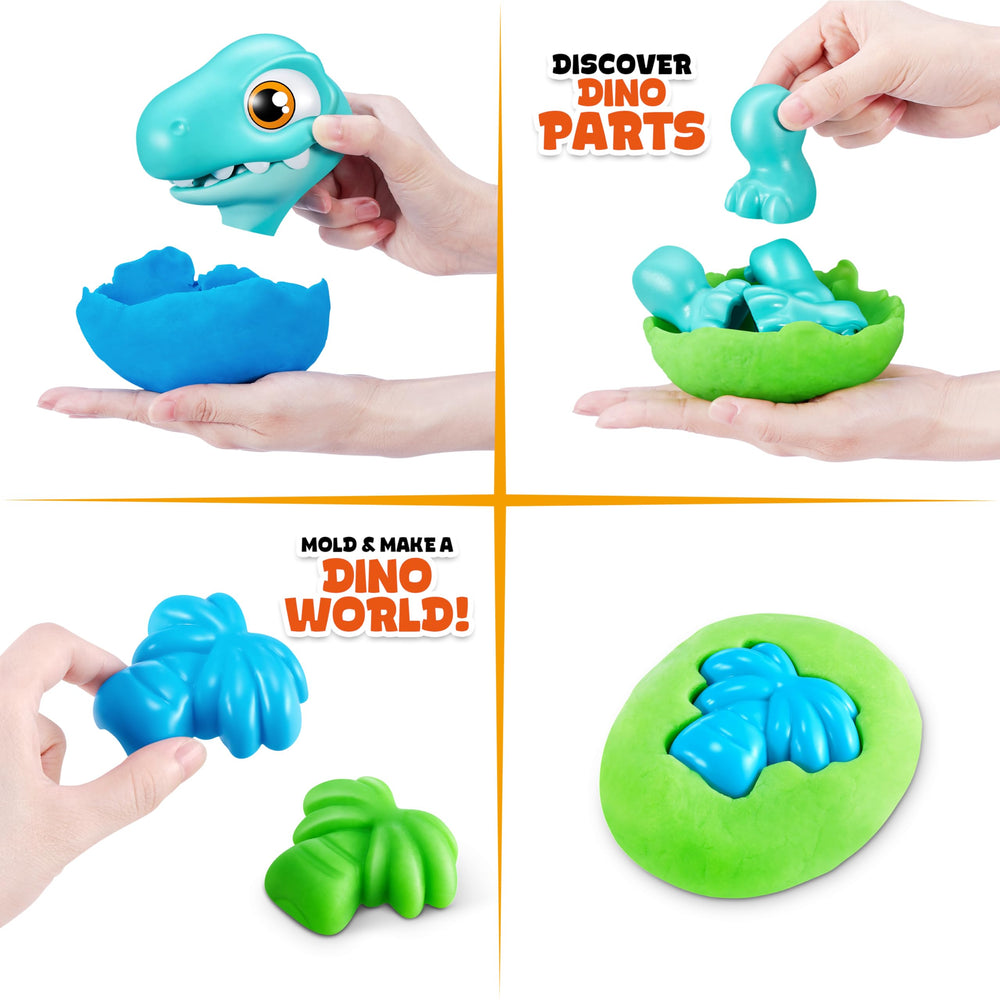 Six molds let kids shape parts to form unique dinosaurs.