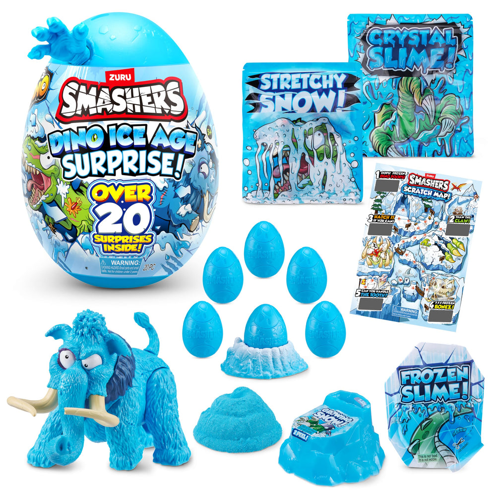 ZURU SMASHERS Dino Ice Age Mammoth Series 3 egg opening reveals icy surprises.
