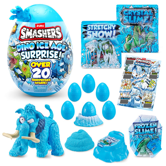 ZURU SMASHERS Dino Ice Age Mammoth Series 3 egg opening reveals icy surprises.