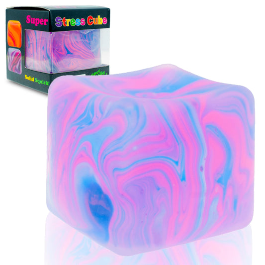 Zuvooi Stress Cube purple camo, front view, portable calm for study breaks.