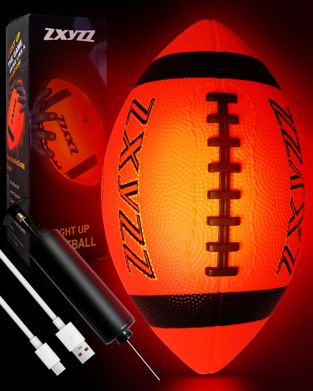 Zxyzz Glow Football glowing at night for vibrant backyard play