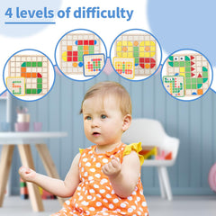 Zycolo children's imaginative play with tangram blocks and reference cards.