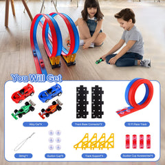 Zyllver family building track together on the living room floor