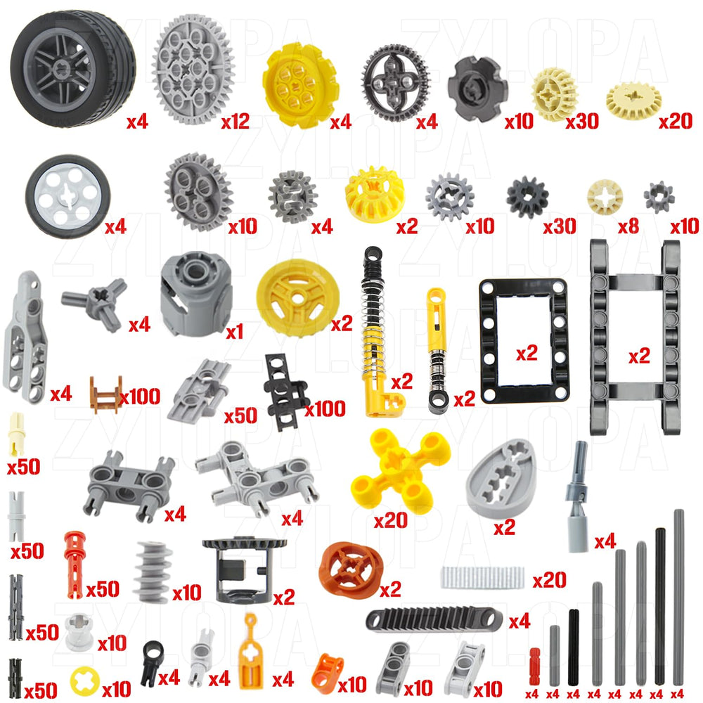 Zylopa technic axles and pins provide strong connections for durable models
