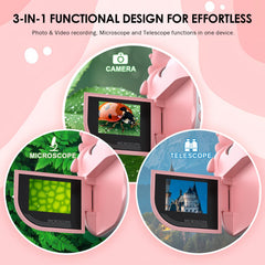 Zynoscope 3-in-1 multifunction microscope supports magnification, photography, and telescope use.