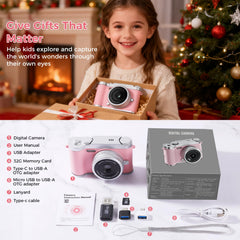 Zyxva Upgrade Kids Selfie Camera travel-ready pink design for adventures.