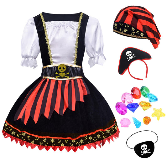 ZZIHAN girls pirate costume front view for imaginative play at Halloween