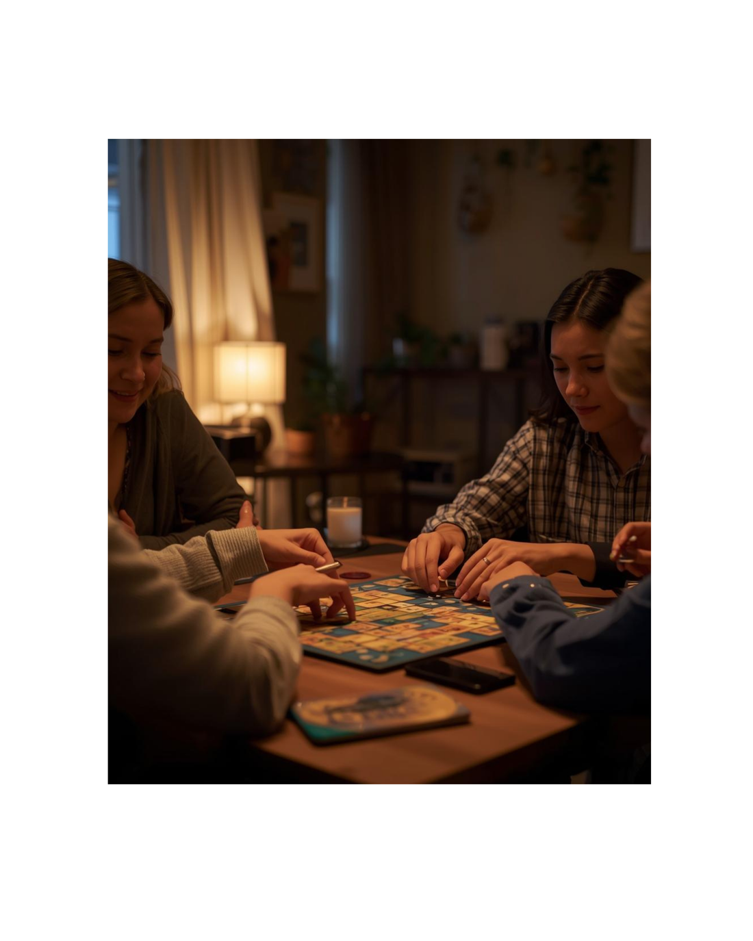 Family playing board games together during screen-free game night in Canada