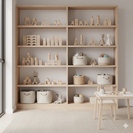 Organized play area with educational toys supporting focus, creativity, and learning through play