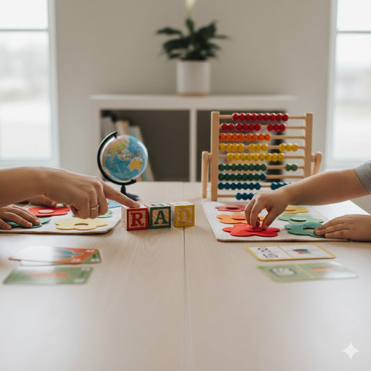 Child exploring educational toys through hands-on play, encouraging curiosity and discovery
