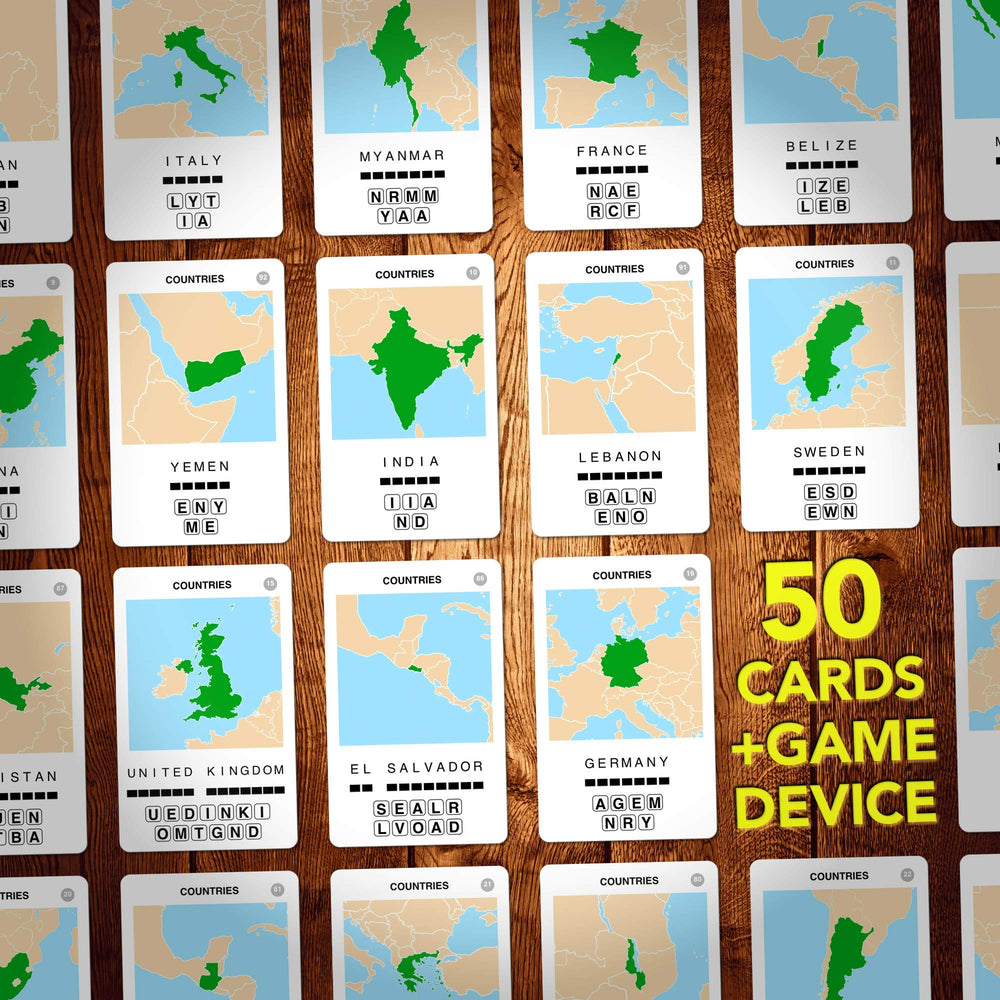 100 PICS detailed map cards – colorful visuals aid country identification.