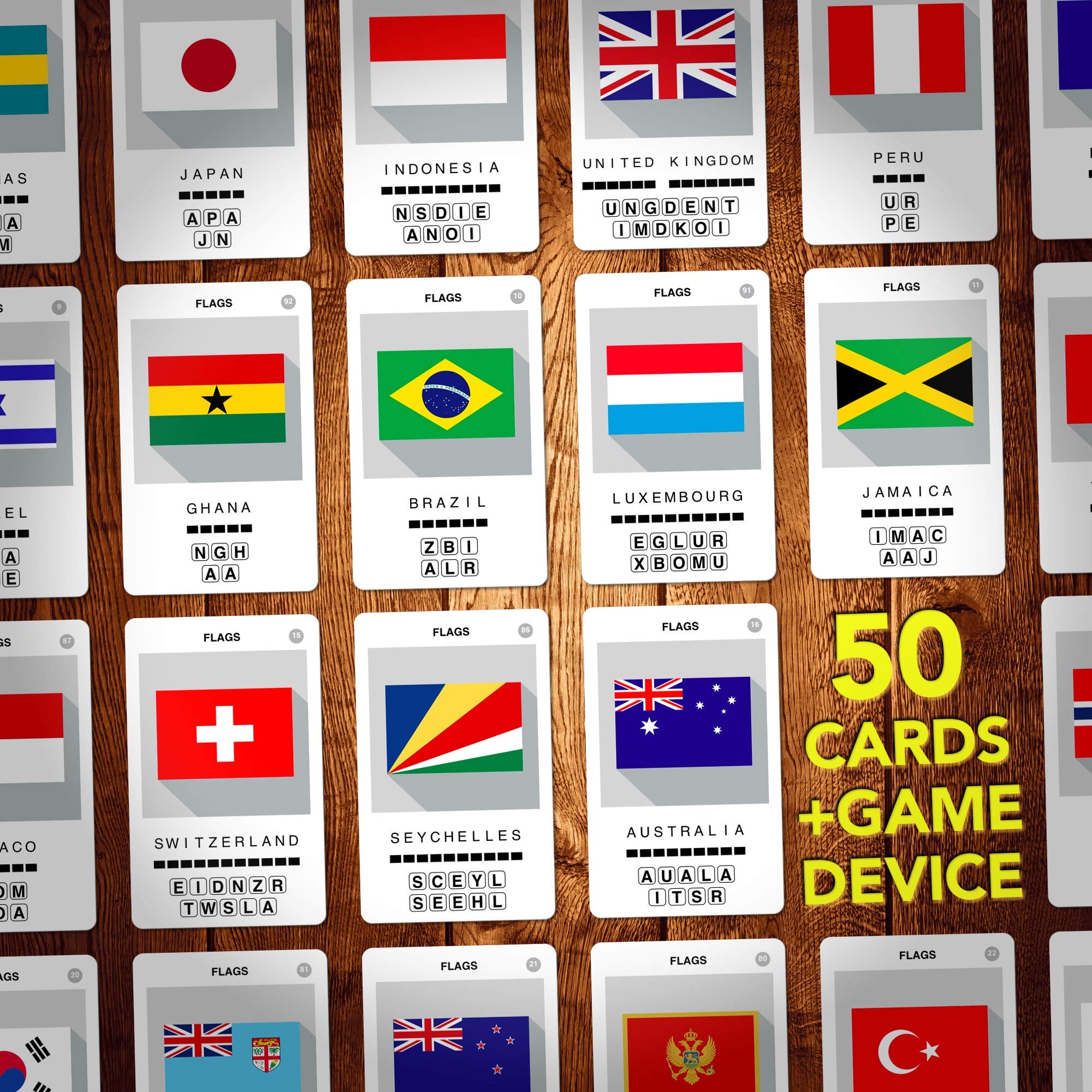 100 PICS Flags four-door reveal feature showing a mystery flag