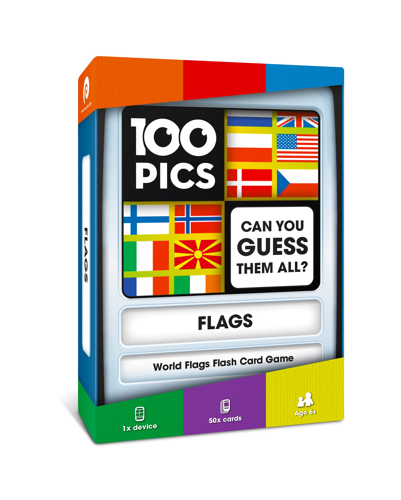 100 PICS Flags travel game with slide reveal case for learning flags on the go