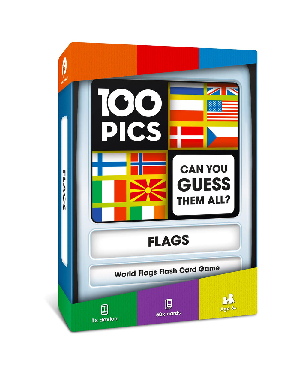 100 PICS Flags travel game with slide reveal case for learning flags on the go