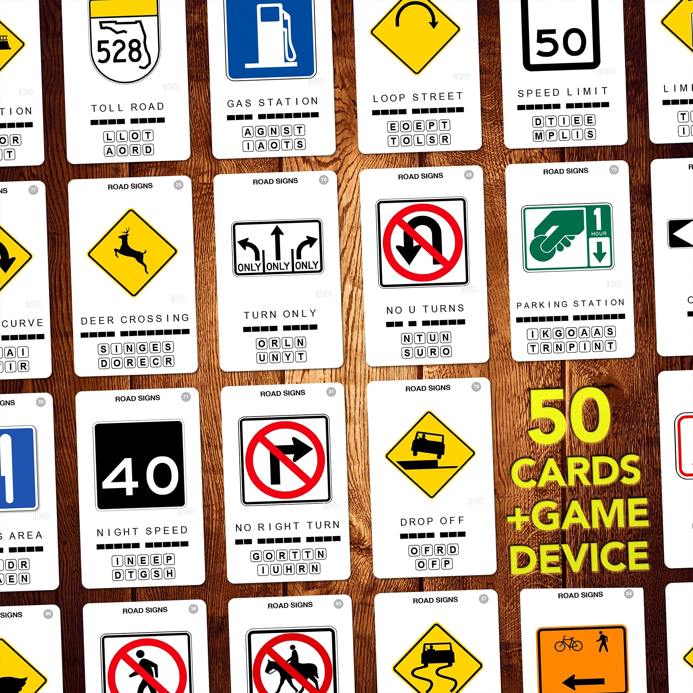 100 PICS US Road Signs kids learning activity with flash cards.